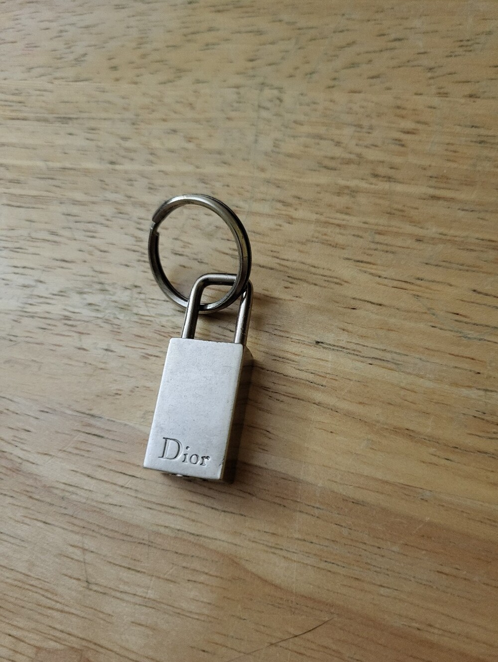 Vintage Y2K Authentic Christian Dior Silver Tone Padlock Bag Charm And Keychain
